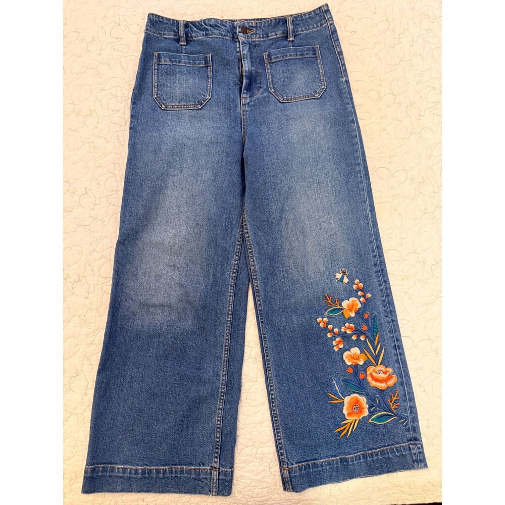 Johnny Was Floral Embroidered Wide leg jeans size 29